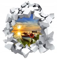 Naklejka samoprzylepna 3D zachód słońca jezioro