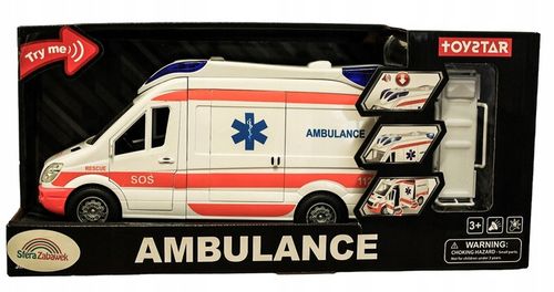 AUTO KARETKA POGOTOWIA AMBULANS ŚWIATŁO NOSZE OTWIERANE DRZWI GUMOWE KOŁA na Arena.pl