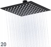 DESZCZOWNICA PRYSZNICOWA STALOWA CIENKA kwadratowa 20cm CZARNA natryskowa