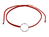 Bransoletka szczęścia celebrytka rodowane kółko kółeczko circle ring bawełna srebro 925 B0805