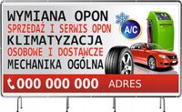BANER REKLAMOWY 130x80cm dużo wzorów WYMIANA OPON SERWIS SPRZEDAŻ