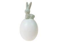 dekoracja ceramiczna jajko z zającem 15 x 7,5 x 7,5cm
