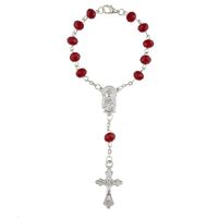 Różaniec dziesiątka szklane paciorki bordo