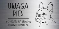 Tabliczka laminat 20x10 cm UWAGA PIES Buldog francuski Z GRAWEREM