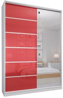 SZAFA 100 x 250 BIAŁA - LUSTRO + CZERWONY LACOBEL