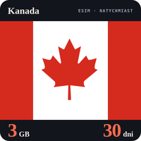 Karta eSIM Internet Kanada 3 GB na 30 dni - bez rejestracji