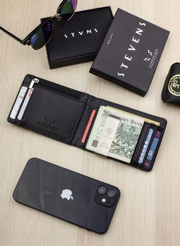 STEVENS Męski Portfel Skórzany Slim Klips RFID Na Karty Drobne AirTag Q3-W na Arena.pl