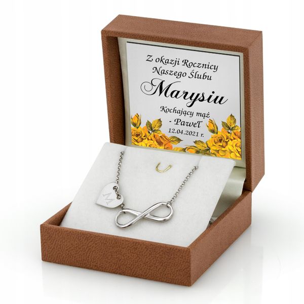 Srebrna bransoletka INFINITY ROCZNICA serce GRAWER zdjęcie 2