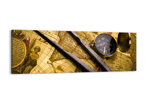 Obraz Na Płótnie - Mapa Kompas - 140X50 Cm - Ab140X50-0146 na Arena.pl