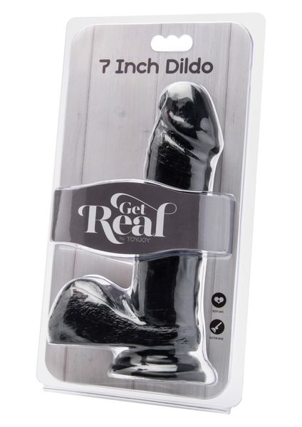 Dildo 7 inch with Balls Black zdjęcie 2