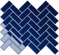 Naklejki na Płytki 3D Jodełka Niebieskie Kuchnia Łazienka 24szt 30,5cm