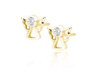 Delikatne pozłacane srebrne kolczyki celebrytki aniołki anioły angels białe cyrkonie srebro 925 Z1746EG_W