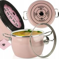 GARNEK TRADYCYJNY EMALIOWANY 5L RÓŻOWY PROSTY GAZ INDUKCJA 22CM MARYNA