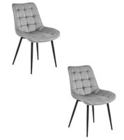 Krzesło welurowe srebrno szare BERA nogi czarne do kuchni jadalni x2