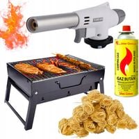Zestaw Grill Węglowy + Palnik Gazowy z Kartuszem + 20 szt. EKOPODPAŁKA