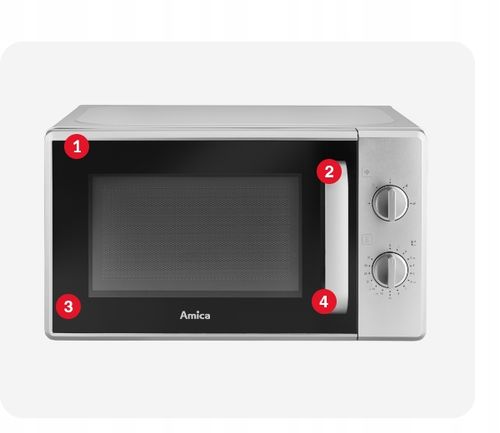 KUCHENKA MIKROFALOWA MIKROFALÓWKA AMMF 20M1S AMICA 700W SREBRNA 20L INOX na Arena.pl
