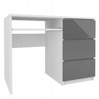 Biurko 100 CM Lewe Prawe Komputerowe Szkolne 3 Szuflady Białe Szary Połysk