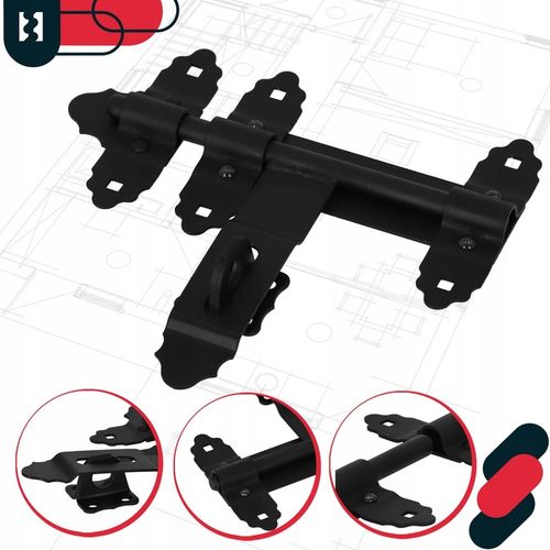 ZASUWA BRAMOWA GARAŻOWA RYGIEL BLOKADA ZAMKNIĘCIE DRZWI BRAMY CZARNA 200 MM na Arena.pl