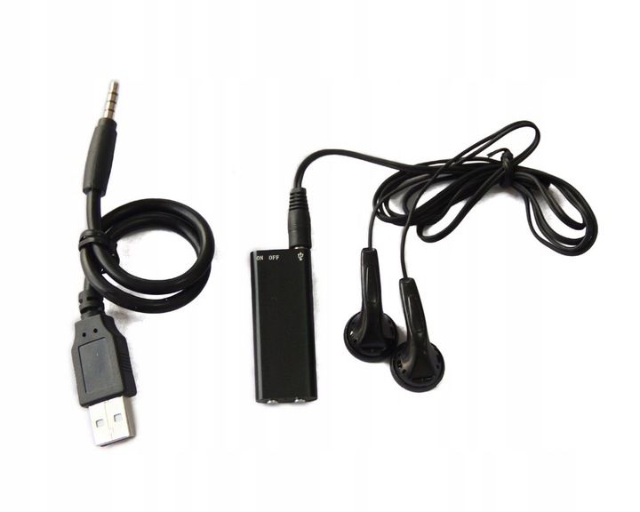 DYKTAFON SZPIEGOWSKI MINI CYFROWY PODSŁUCH MAŁY PENDRIVE 16GB SŁUCHAWKI zdjęcie 2