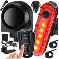 Alarm ROWEROWY do Roweru Alarm Na Rower z Pilotem Lampa Lampka Rowerowa Tył