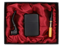 Czarna Zapalniczka Benzynowa w Zestawie z Cygarniczką i Fajką Gentelo