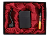 Czarna Zapalniczka Benzynowa w Zestawie z Cygarniczką i Fajką Gentelo