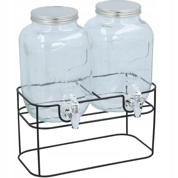 Słój z Kranikiem 2x 4l Słoiki+ podstawka do ogrodu na piknik lemoniadę wodę zdjęcie 3