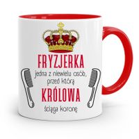 Kubek Czerwony Fryzjerki Królowa Ściąga Koronę Z Nadrukiem Ze Zdjęciem