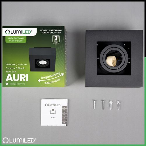 Oprawa Halogenowa Natynkowa Lampa Sufitowa Kwadratowa Ruchoma Czarna na Arena.pl