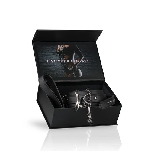 Wiązania-Leather Collar With Nipple Chains zdjęcie 15