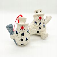 Bombka choinkowa Bałwanek – ceramika bolesławiecka, ręcznie malowana