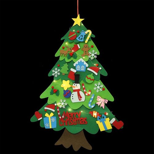 CHOINKA FILCOWA NA RZEPY Z OZDOBAMI DLA DZIECI ŚWIATEŁKA 50 LED NA ŚCIANĘ na Arena.pl