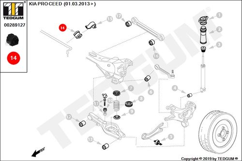 KIA PRO CEED GUMA STABILIZATORA TYL JD 13- na Arena.pl