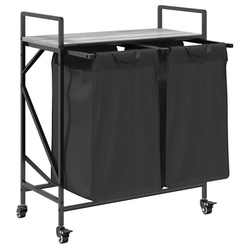 Kosz na pranie 2 przegrody z kółkami, szary dąb sonoma na Arena.pl