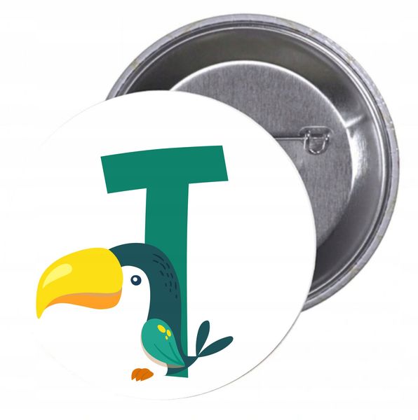 Przypinki buttony LITERKI DLA DZIECI - T zdjęcie 1