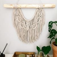 Makrama na ścianę | DOSTĘPNA OD RĘKI | naturalna gałąź | jasny beż