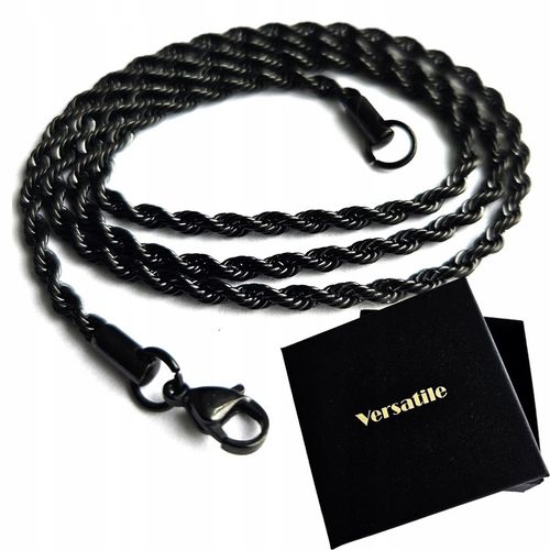 Piękny stalowy łańcuszek męski, 60cm CZARNY, idealny prezent Versatile na Arena.pl