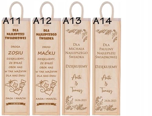 PODZIĘKOWANIA DLA RODZICÓW ŚWIADKÓW CHRZESTNYCH ŚLUB SKRZYNKA NA WINO na Arena.pl