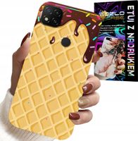ETUI DO XIAOMI REDMI 9C - Z MOTYWEM WAFLA Z POLEWĄ CZEKOLADOWĄ