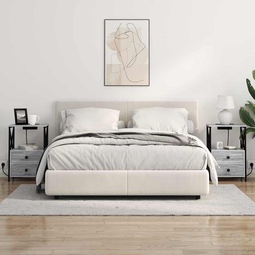 Nocna szafka z stacją ładującą z szufladą Szary dąb sonoma na Arena.pl