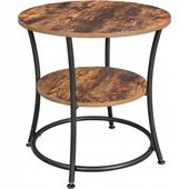 Stolik kawowy okrągły loft rustykalny brąz 55x55 metalowy
