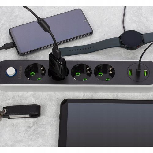 PRZEDŁUŻACZ listwa 2m 4 gniazda + 3x USB na Arena.pl