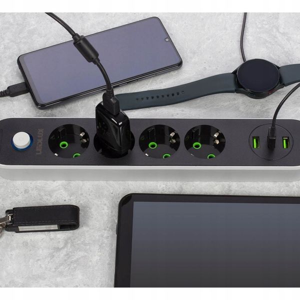 PRZEDŁUŻACZ listwa 2m 4 gniazda + 3x USB zdjęcie 2