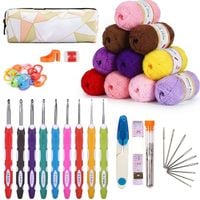 Zestaw do Szydełkowania 10x Włóczka Akrylowa Szydełka Etui