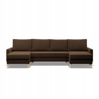 NAROŻNIK BLANK XXL U PODWÓJNY KANAPA Rozkładana z Funkcją Spania BRĄZOWY
