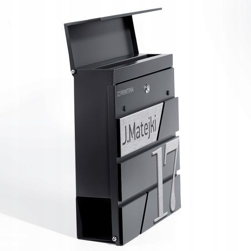 DUŻA SKRZYNKA NA LISTY Z ADRESEM NUMEREM DOMU | SERBRNA ANTRACYT RAL na Arena.pl