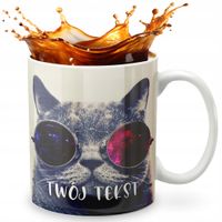 KUBEK 330ml GRAFIKA PREZENT ŚWIĘTA WZÓR - SŁODKI KOTEK KOT + IMIĘ