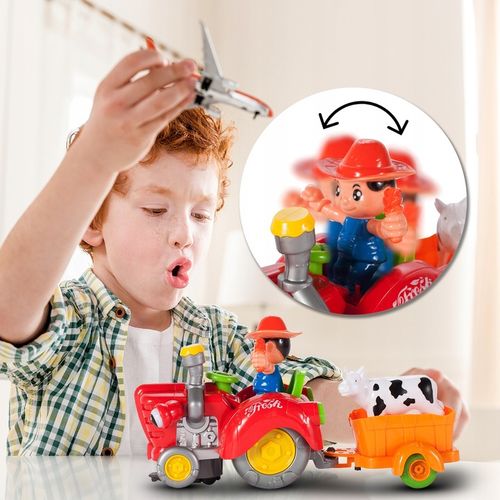 TRAKTOR TRAKTOREK FARMERA Z PRZYCZEPKĄ INTERAKTYWNY JEŹDZI ŚPIEWA KRÓWKA na Arena.pl