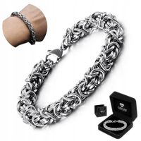 Męska BRANSOLETKA SREBRNA 7mm GRUBA OKRĄGŁA Królewski Splot DIAMENTOWANY