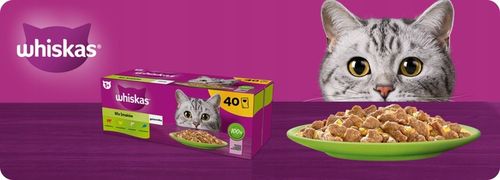 MOKRA KARMA WHISKAS MIX SMAKÓW W GALARETCE SASZETKI 40X85G na Arena.pl